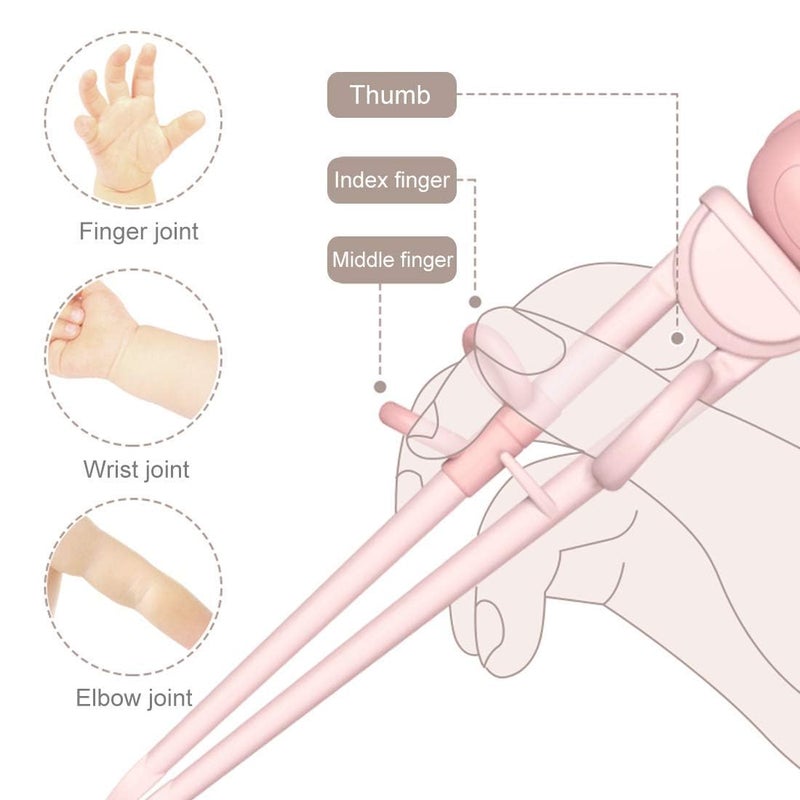 Mannice Training Chopsticks Set for Kids and Beginners,Chopstick Spoon Fork and Case Set,Reusable Learning Chopsticks with Attachable Learning Chopstick Helper - Right Handed Only Stainless Steel Pink - Image 4